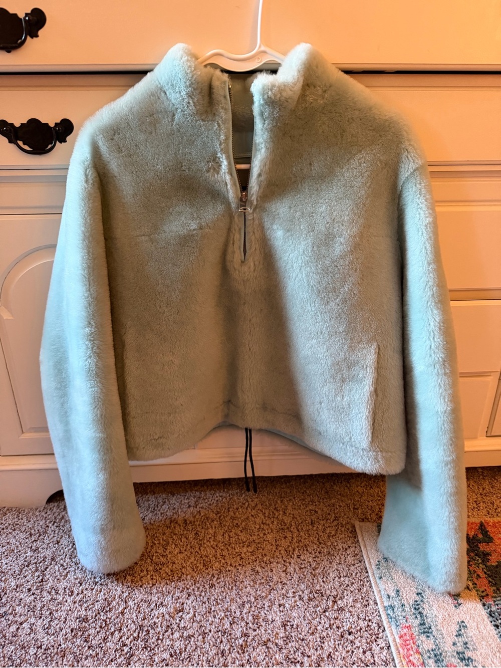 Emelda | Light blue Half-Zip Fur Pullover